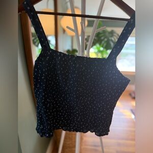 Madewell smocked floral navy Bbue women's cropped tank top - Medium